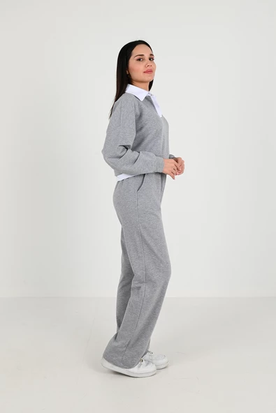 Kadın Polo Yaka Bol Paça Eşofman Takımı 3986-24 - 11