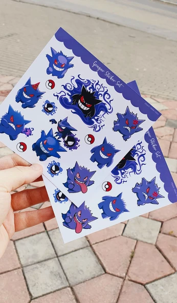 Gengar - Pokemon - Shadow- Sticker - parlak kağıt 2'li set - 6