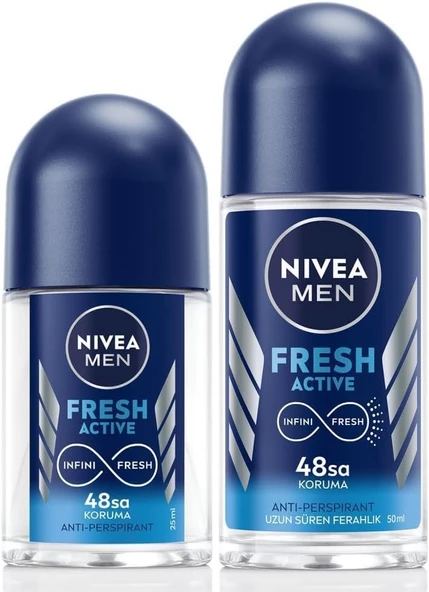 NIVEA Men Fresh Active Roll-On 50+25 ml 2li Paket Erkek Roll-On Deodorant