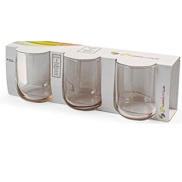 PASABAHCE 420112WP ICONIC PEMBE BARDAK 3 LU 1112858 - 2