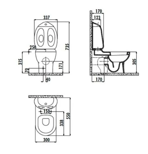 CREAVİT Ducky Duvara Dayalı Çocuk Klozet, Rezervuar Ve Kapak DC360 - 2