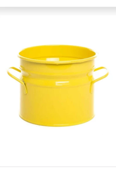 TRENDESK Metal Sarı Saksı / Kova / Düzenleyici / Kaşıklık 12,5*12,5