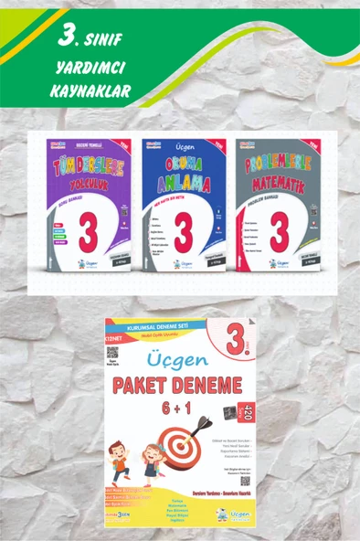 Üçgen 3.Sınıf Tüm Derslere Yolculuk+Problemlerle Matematik+ Okuma Anlama + Paket Deneme 6+1 -2024 ürün görseli 1