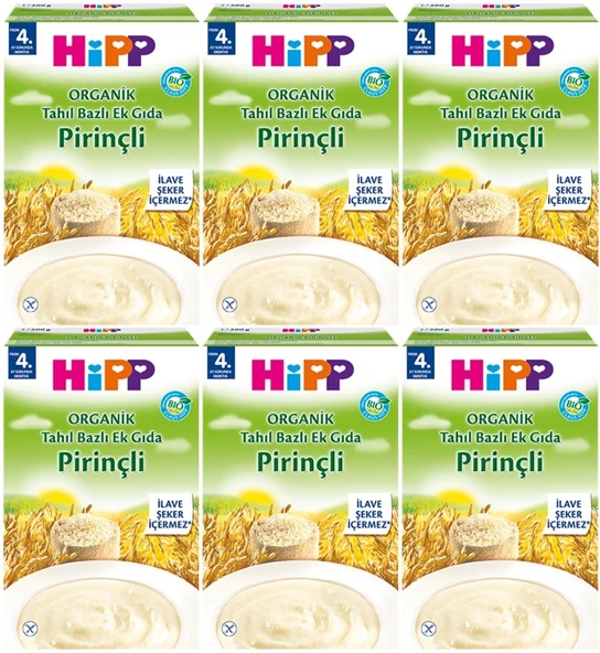 Hipp Organik Pirinçli Tahıl Bazlı Kaşık Maması 200Gr (6 Lı Set)