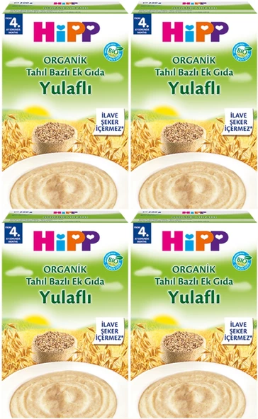 Hipp Organik Yulaflı Tahıl Bazlı Kaşık Maması 200Gr (4 Lü Set)