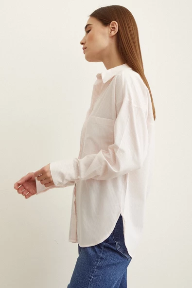 Çizgili Gömlek Pudra - Resim 2