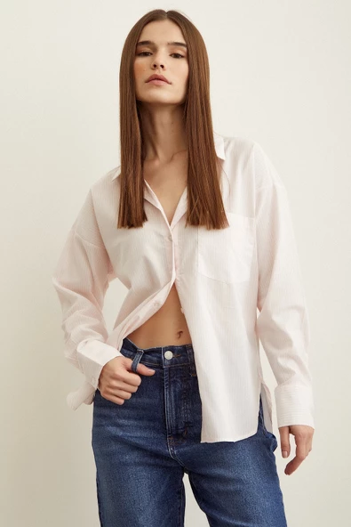 Çizgili Gömlek Pudra - Resim 5