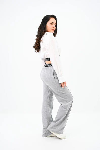 Kadın Beli Lastik Detaylı Crop Gömlek Takım 4021-24 - 11