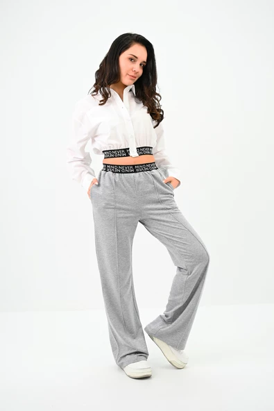 Kadın Beli Lastik Detaylı Crop Gömlek Takım 4021-24 - 8