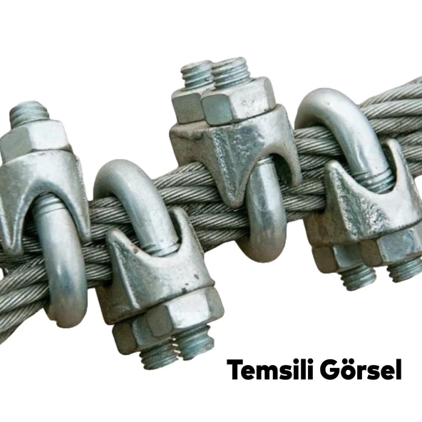 Çelik Halat Sıkma Sabitleme Klemensi 10 mm Çamaşır İpi Sıkma Bağlama Somunlu A Tipi Kelemens 4 Adet - 6