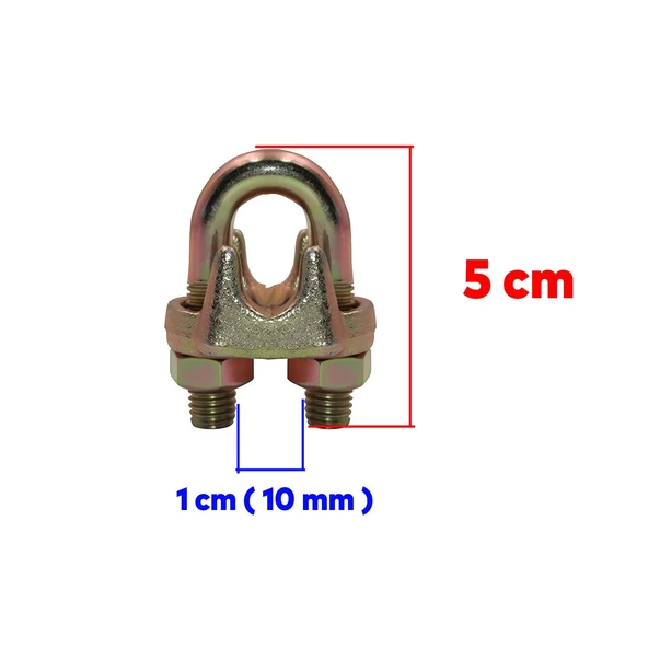 Çelik Halat Sıkma Sabitleme Klemensi 10 mm Çamaşır İpi Sıkma Bağlama Somunlu A Tipi Kelemens 4 Adet - 2