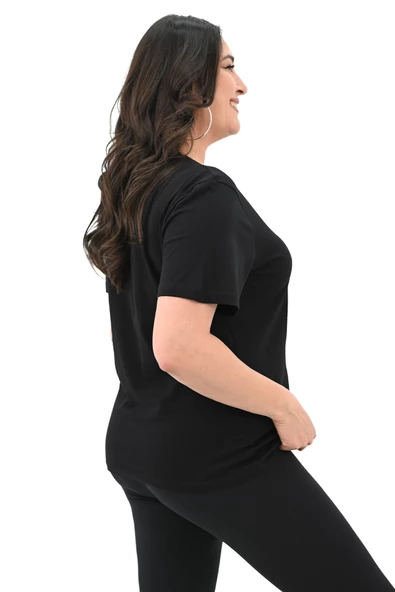 Kadın Büyük Beden Kiraz Baskılı T-shirt 1785-24 - 5