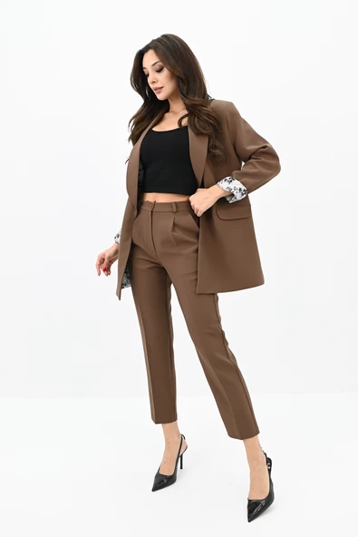 Kadın Çiçekli Astar Detaylı Ceket Takım 0115-25-2 - 7