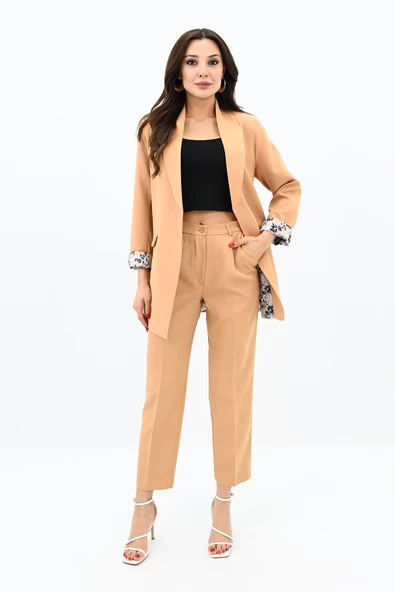 Kadın Çiçekli Astar Detaylı Ceket Takım 0115-25-2 - 12