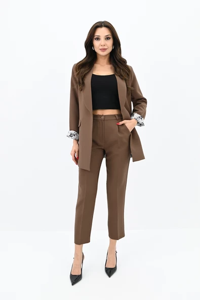 Kadın Çiçekli Astar Detaylı Ceket Takım 0115-25-2 - 6