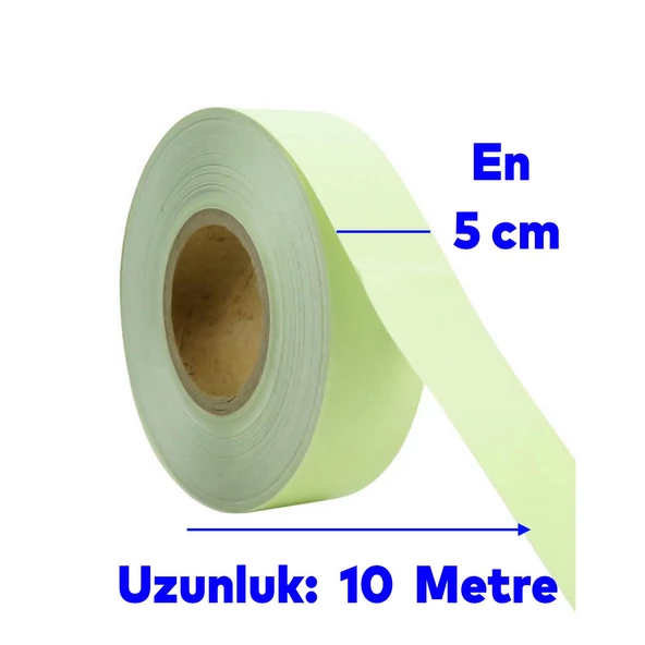 Fotolümen Gece Parlayan Yeşil Reflektörlü Fosforlu Oto Reflektif Şerit Bant 5 cm 10 mt İkaz Bandı - Resim 2