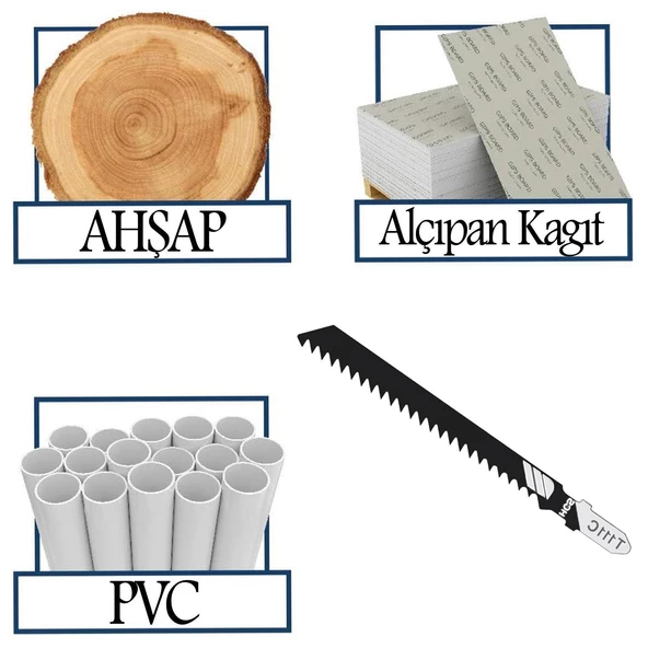 Plastik Ahşap MDF Kesim Dekupaj Testere Bıçağı Yedek 10 cm Metal Bıçak T111C Kakmacı 5 Adet Set - 5