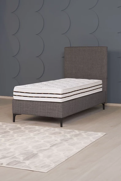 Kilim Mobilya Luna Lux Sandıksız Baza Başlık Paket Yaylı Yatak Seti Antrasit 90X190 ürün görseli 1