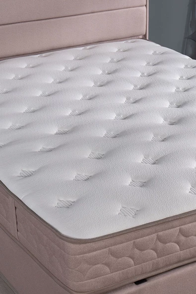 Kilim Mobilya Hilton Sandıklı Baza Başlık Paket Yaylı Yatak Set Vizon 150X200 - Resim 6