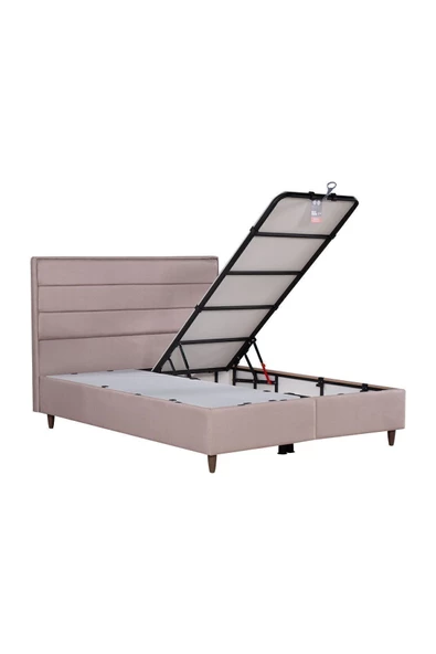 Kilim Mobilya Hilton Sandıklı Baza Başlık Paket Yaylı Yatak Set Vizon 150X200 - Resim 5