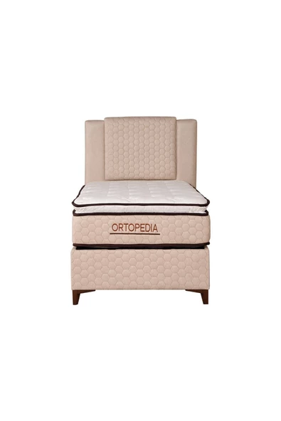 Kilim Mobilya Ortopedia Sandıklı Baza Başlık Yatak Seti Krem 100X200 - 3