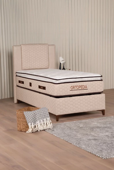 Kilim Mobilya Ortopedia Sandıklı Baza Başlık Seti Krem (YATAK DAHİL DEĞİLDİR) 120X200 - Resim 6