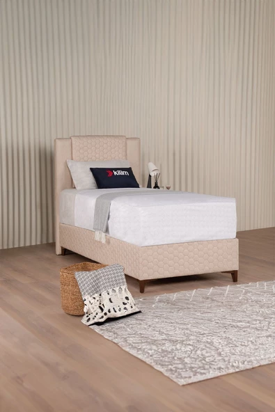 Kilim Mobilya Ortopedia Sandıklı Baza Başlık Yatak Seti Krem 90X190