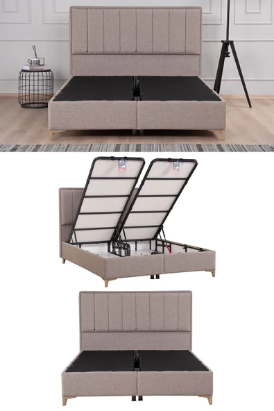 Kilim Mobilya Gold Therapy Sandıklı Baza Başlık Seti Kahverengi (YATAK DAHİL DEĞİLDİR) 140X190 - Resim 2