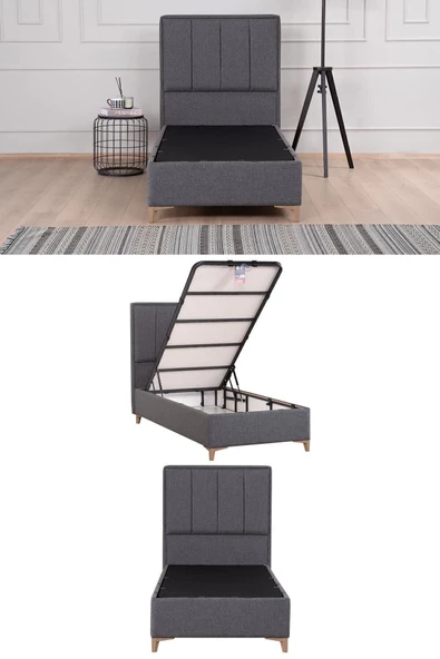 Kilim Mobilya Gold Therapy Sandıklı Baza Başlık Seti Antrasit (YATAK DAHİL DEĞİLDİR) 120X200 - 3