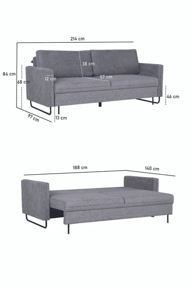 Kilim Mobilya Volara Üç Kişilik  Yüksek Ayaklı Kanepe - 5