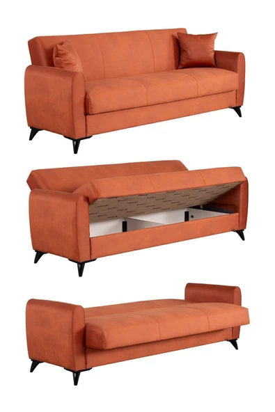 Kilim Mobilya Dove Üç Kişilik Yüksek Ayaklı Kanepe Turuncu - 3