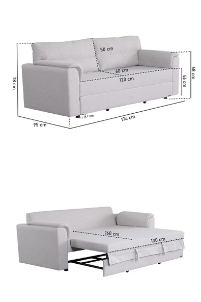 Kilim Mobilya Olivia Iki Kişilik Koltuk - Kanepe (130X130 ÖLÇÜLERİNDE YATAKLI) - 8