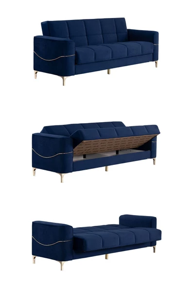 Kilim Mobilya Vogel 3 Kişilik Yüksek Ayaklı Koltuk - Kanepe Lacivert - 2