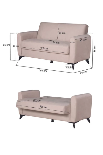 Kilim Mobilya Dove Yüksek Ayaklı 3 3 B B Koltuk Takımı Krem - 7