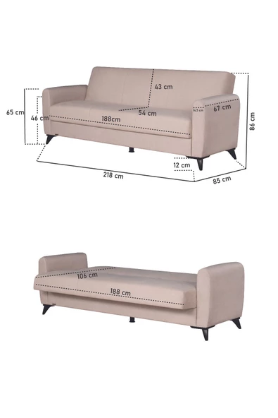 Kilim Mobilya Dove Yüksek Ayaklı 3 3 B B Koltuk Takımı Krem - 8