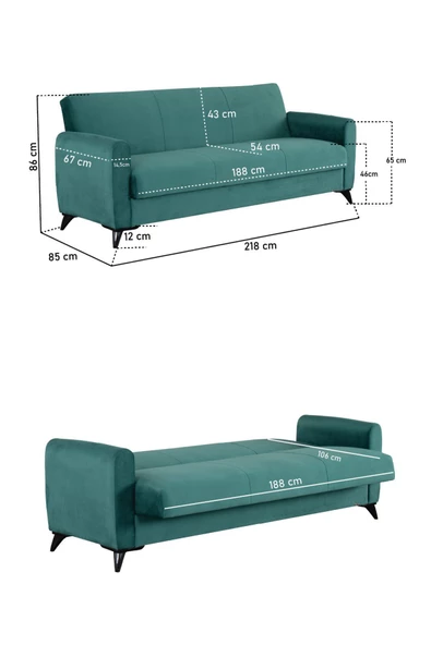 Kilim Mobilya Dove Yüksek Ayaklı 3 3 B B Koltuk Takımı Yeşil - 4