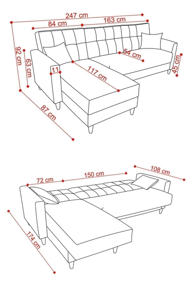 Kilim Mobilya Scandi Köşe Uzanmalı Yataklı Köşe Takımı (HEM SAĞ HEM SOL KÖŞE OLARAK KULLANILABİLİR) - 8