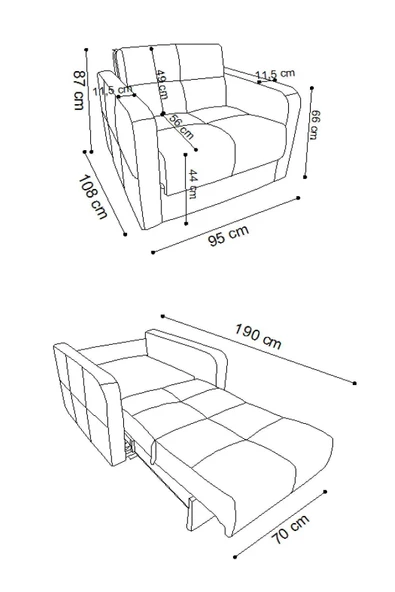 Kilim Mobilya Adonis Tekli Refakatçi Koltuğu (Tek Kişilik Yatak Olabilen Koltuk ) - 6