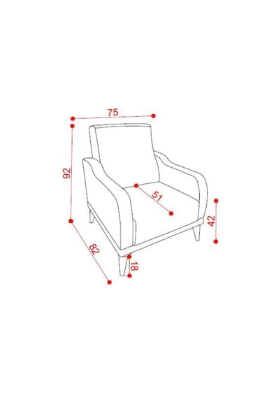 Kilim Mobilya Laçin Yüksek Ayaklı Tek Kişilik Koltuk Berjer Turuncu (1 ADET BERJER FİYATIDIR) - 7
