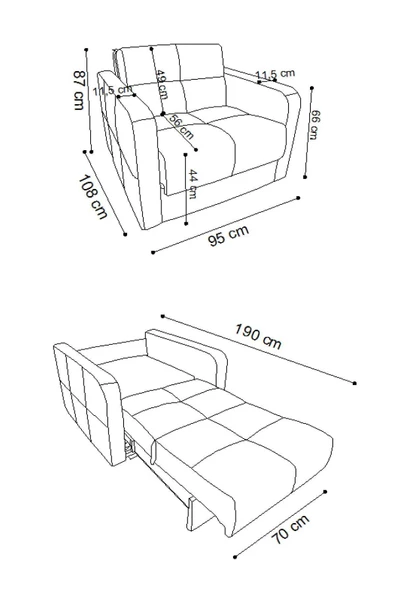 Kilim Mobilya Adonis Tekli Refakatçi Koltuğu (tek Kişilik Yatak Olabilen Koltuk ) - 6