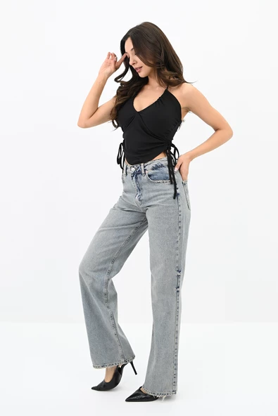 WIDE LEG Kadın Yüksek Bel Buz Mavi Jean 4412-25 DPL-857 - 3