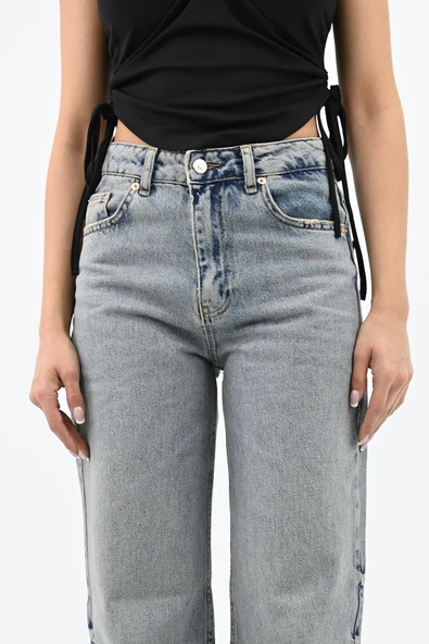 WIDE LEG Kadın Yüksek Bel Buz Mavi Jean 4412-25 DPL-857 - 6