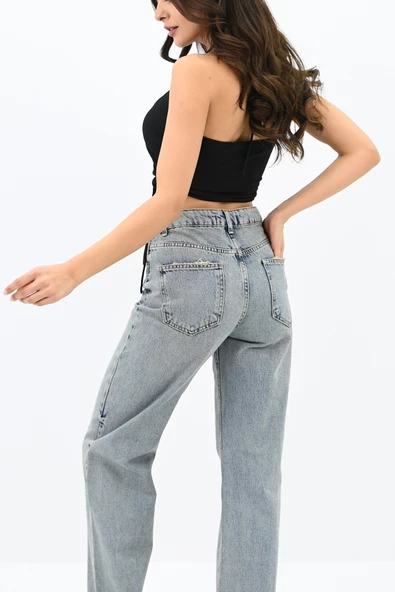 WIDE LEG Kadın Yüksek Bel Buz Mavi Jean 4412-25 DPL-857 - 4