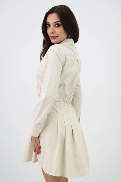 Kadın Çizgili Gömlek Elbise 0012 8097 - 5