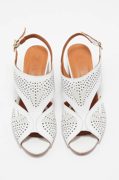 VENÜS 1857213Y TOPUKLU DERİ GÜNLÜK KADIN SANDALET - 5