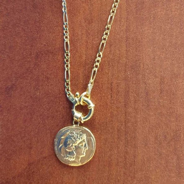 925 Ayar Gümüş Büyük Madalyon Kolye - Resim 3