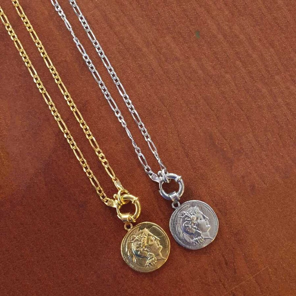 925 Ayar Gümüş Büyük Madalyon Kolye - Resim 2