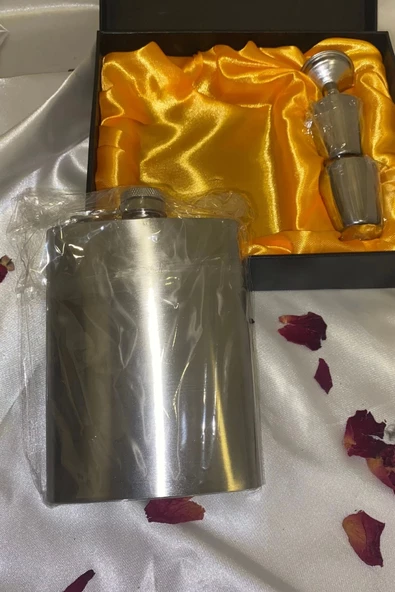 Matara Çelik Paslanmaz Kanyak Viski Takila Matara 2 Shout Bardak va Huni - Resim 4