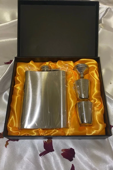 Matara Çelik Paslanmaz Kanyak Viski Takila Matara 2 Shout Bardak va Huni - Resim 5