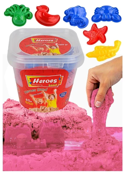 Kineti Kum 500 gr ve Oyun Kalıbı 6 lı 1 Paket Kurumaz Kinetik Oyun Kumu Doğal Kinetik Kum - 4